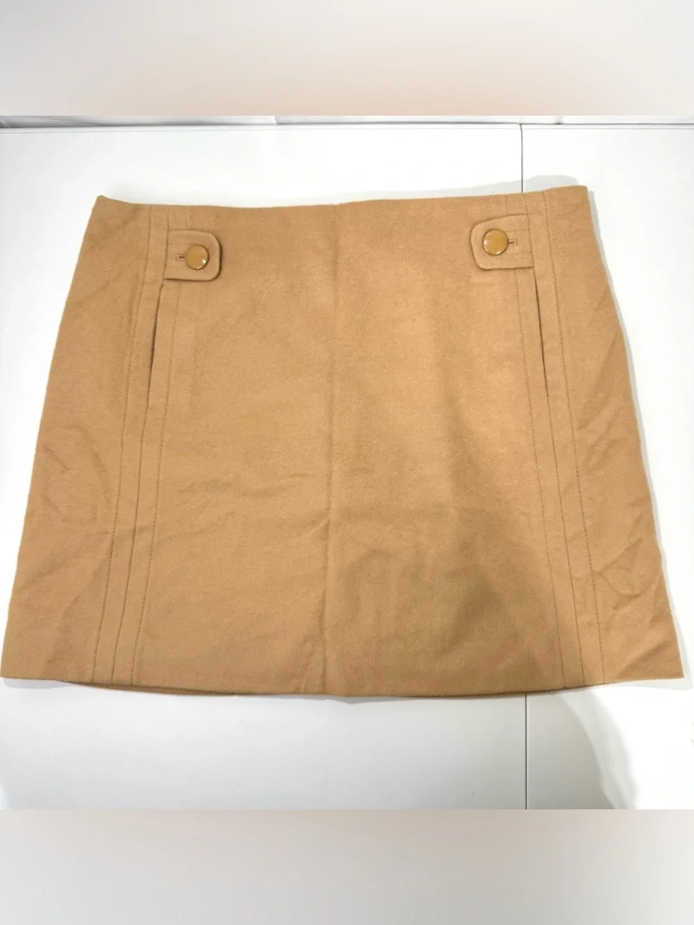 J.Crew Wool Cashmere‎ Mini Skirt Tan Camel Pockets Preppy